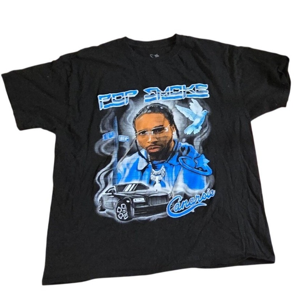 Pop Smoke T tee Shirt Black Short Sleeve Crew Neck Hip Hop Rap 92nd Seaview‎ NY